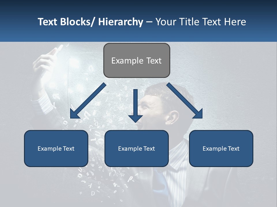 A Man In A Suit Is Holding A Light Bulb PowerPoint Template