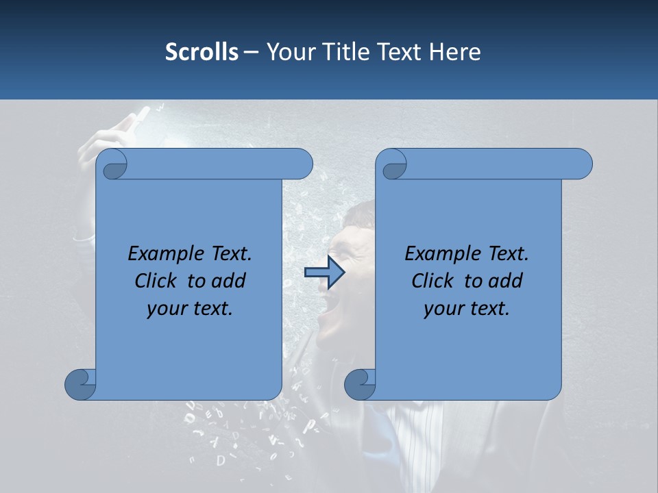A Man In A Suit Is Holding A Light Bulb PowerPoint Template