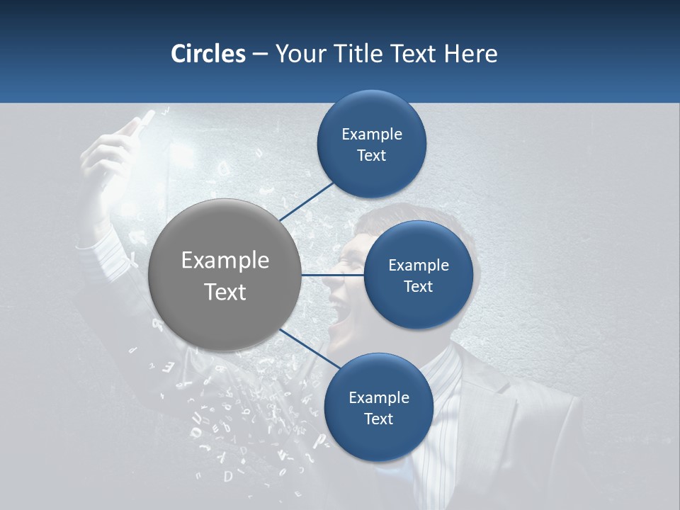 A Man In A Suit Is Holding A Light Bulb PowerPoint Template