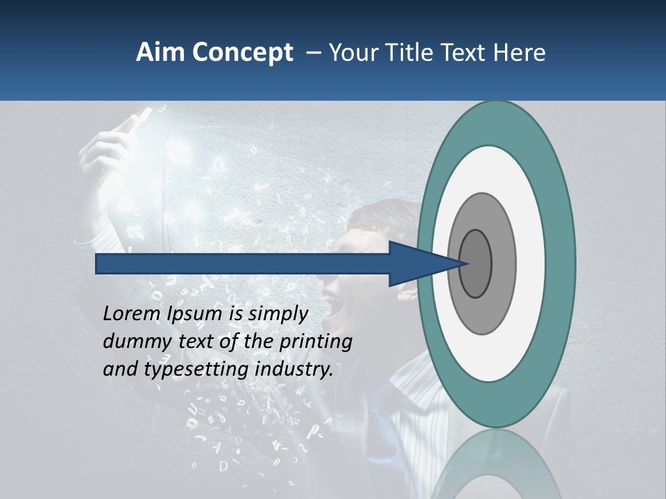 A Man In A Suit Is Holding A Light Bulb PowerPoint Template