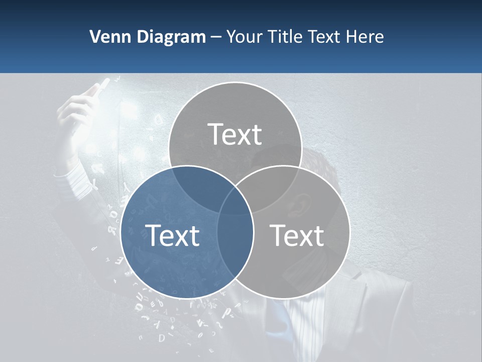 A Man In A Suit Is Holding A Light Bulb PowerPoint Template