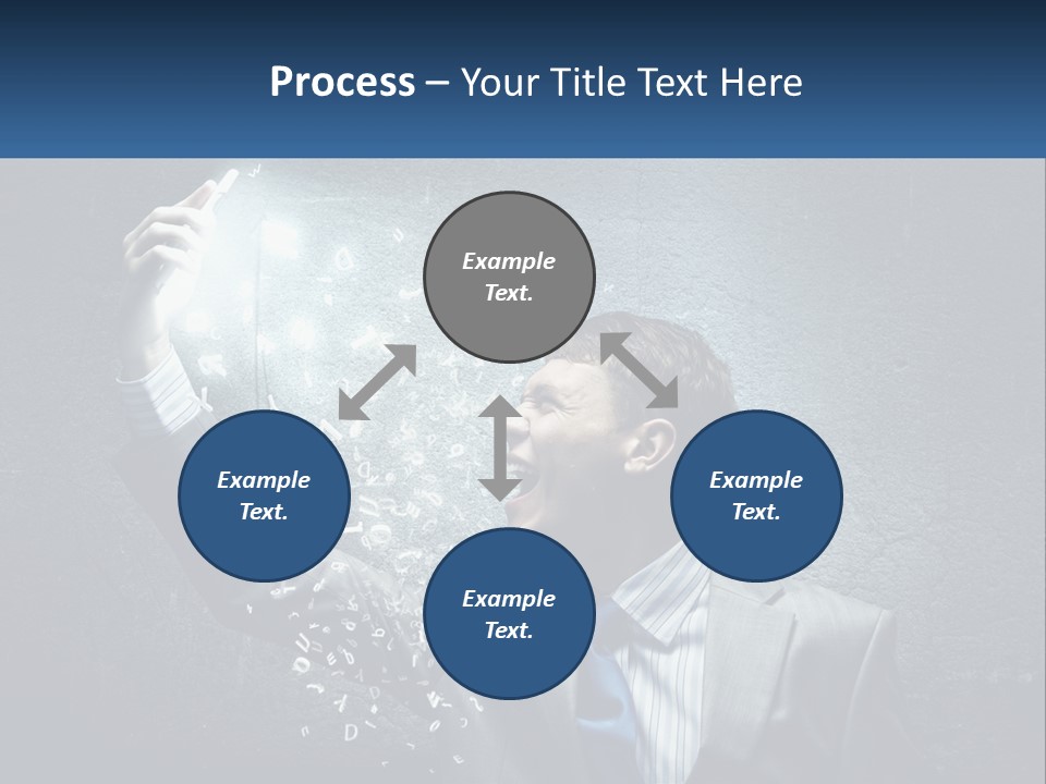 A Man In A Suit Is Holding A Light Bulb PowerPoint Template