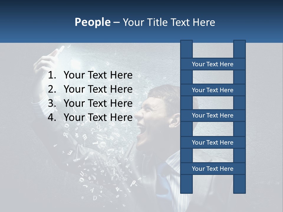 A Man In A Suit Is Holding A Light Bulb PowerPoint Template