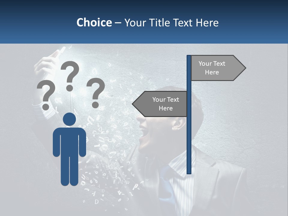 A Man In A Suit Is Holding A Light Bulb PowerPoint Template