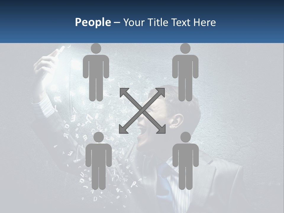 A Man In A Suit Is Holding A Light Bulb PowerPoint Template