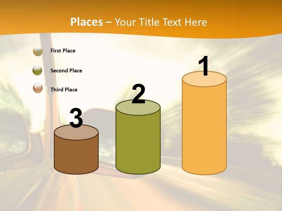 A Car's Side View Mirror On The Side Of A Road PowerPoint Template