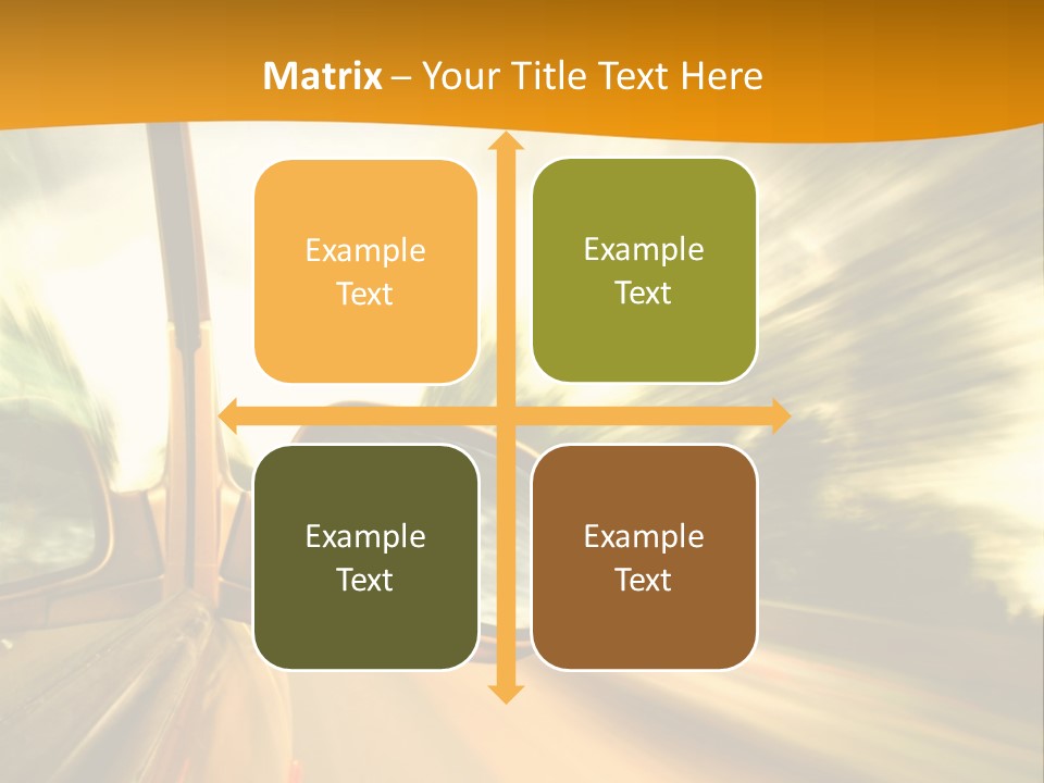 A Car's Side View Mirror On The Side Of A Road PowerPoint Template