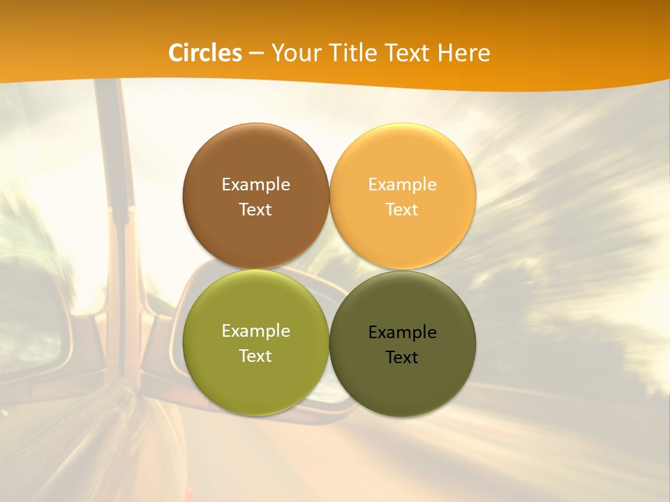 A Car's Side View Mirror On The Side Of A Road PowerPoint Template