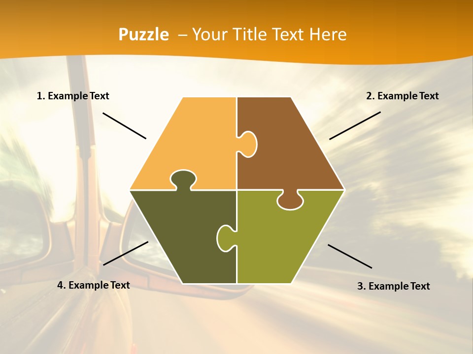 A Car's Side View Mirror On The Side Of A Road PowerPoint Template