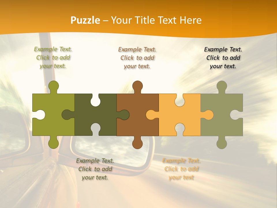 A Car's Side View Mirror On The Side Of A Road PowerPoint Template