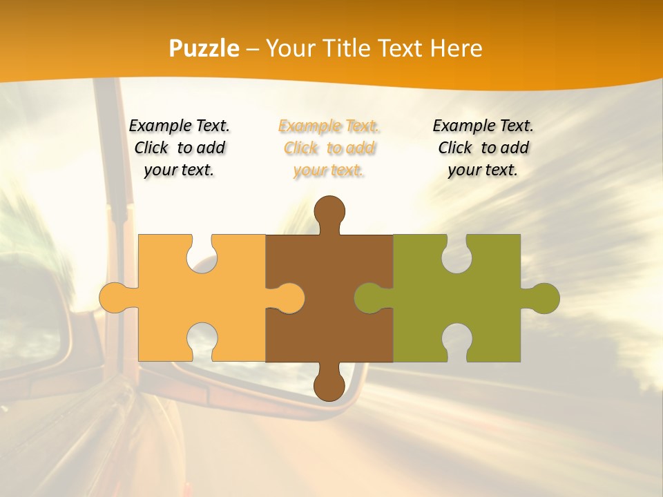 A Car's Side View Mirror On The Side Of A Road PowerPoint Template