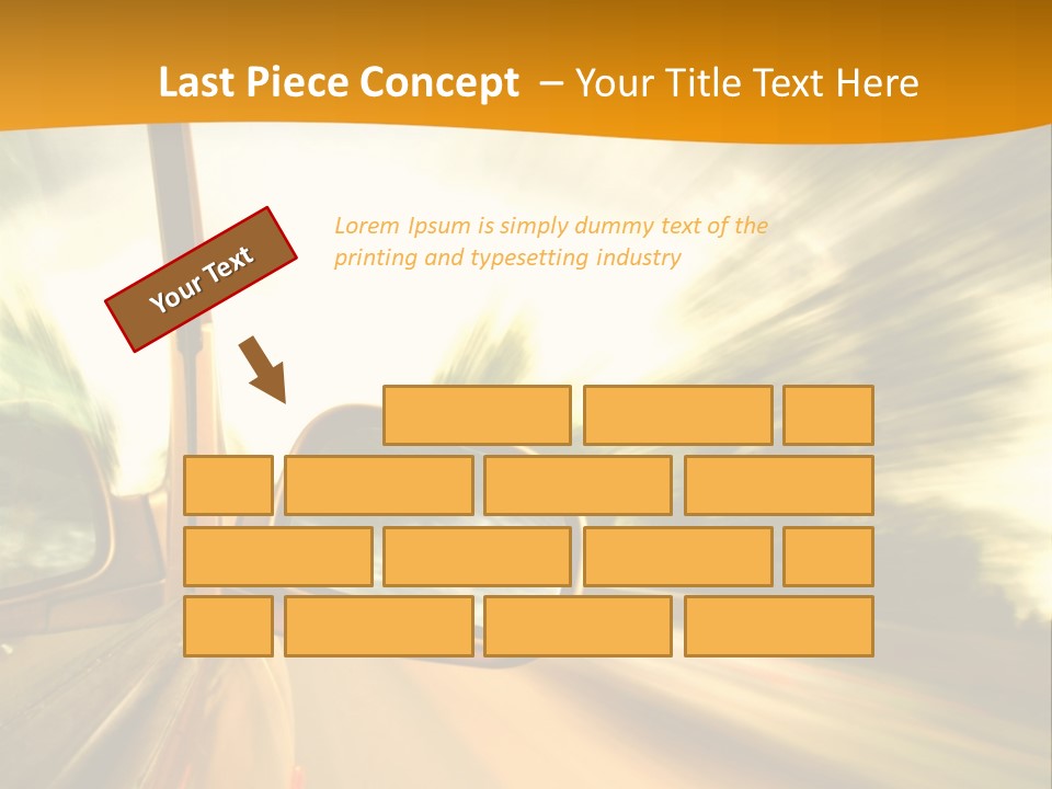 A Car's Side View Mirror On The Side Of A Road PowerPoint Template