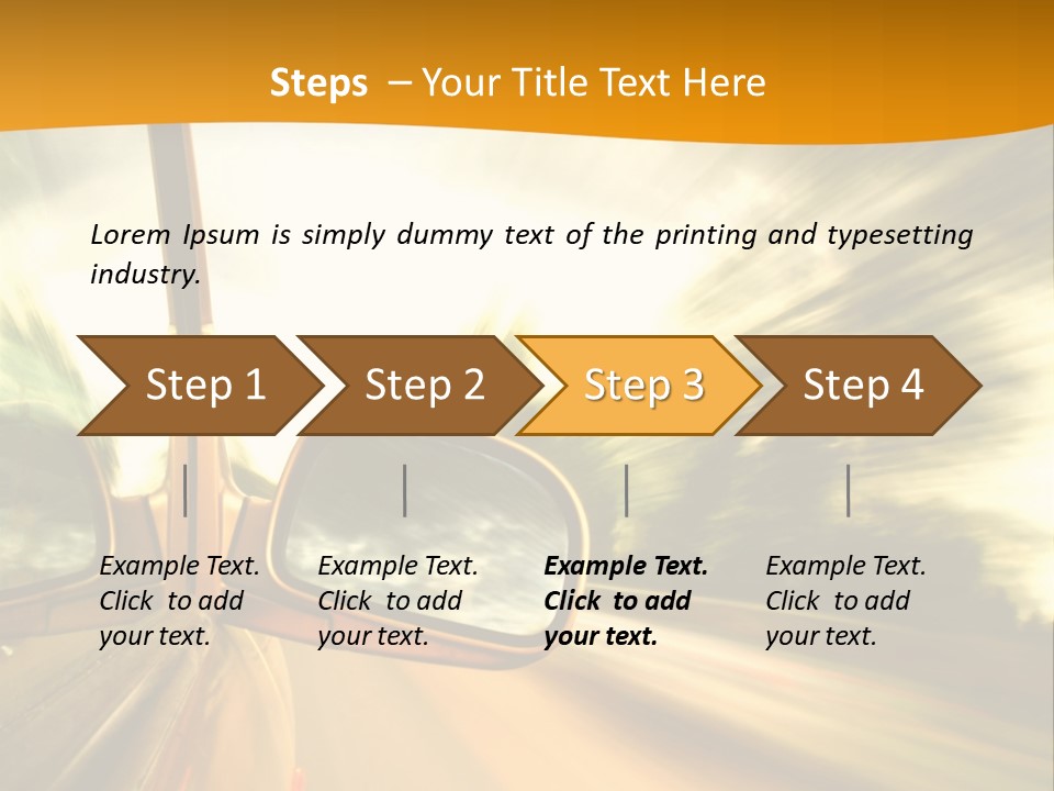 A Car's Side View Mirror On The Side Of A Road PowerPoint Template