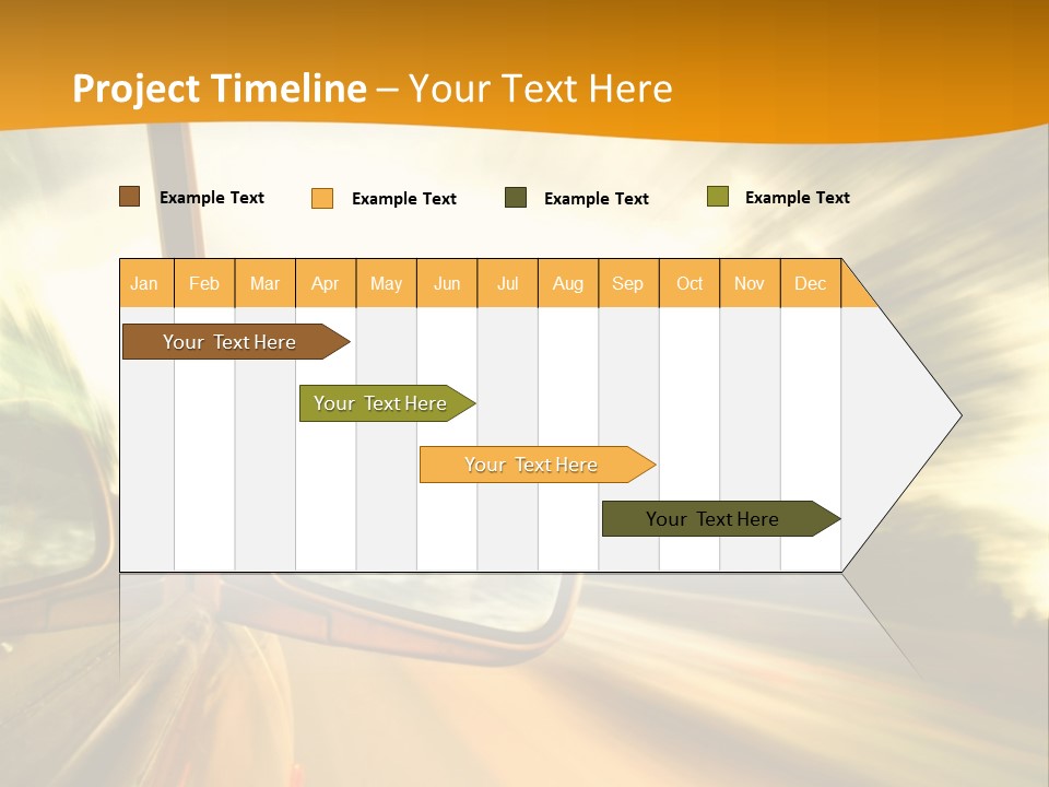 A Car's Side View Mirror On The Side Of A Road PowerPoint Template