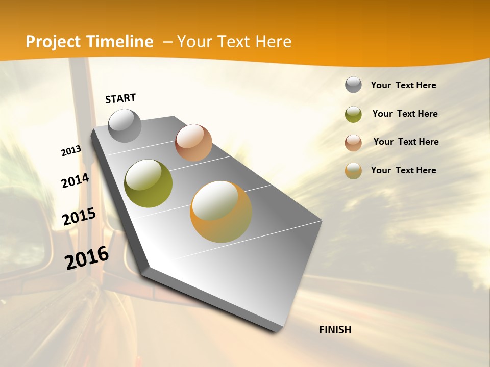 A Car's Side View Mirror On The Side Of A Road PowerPoint Template