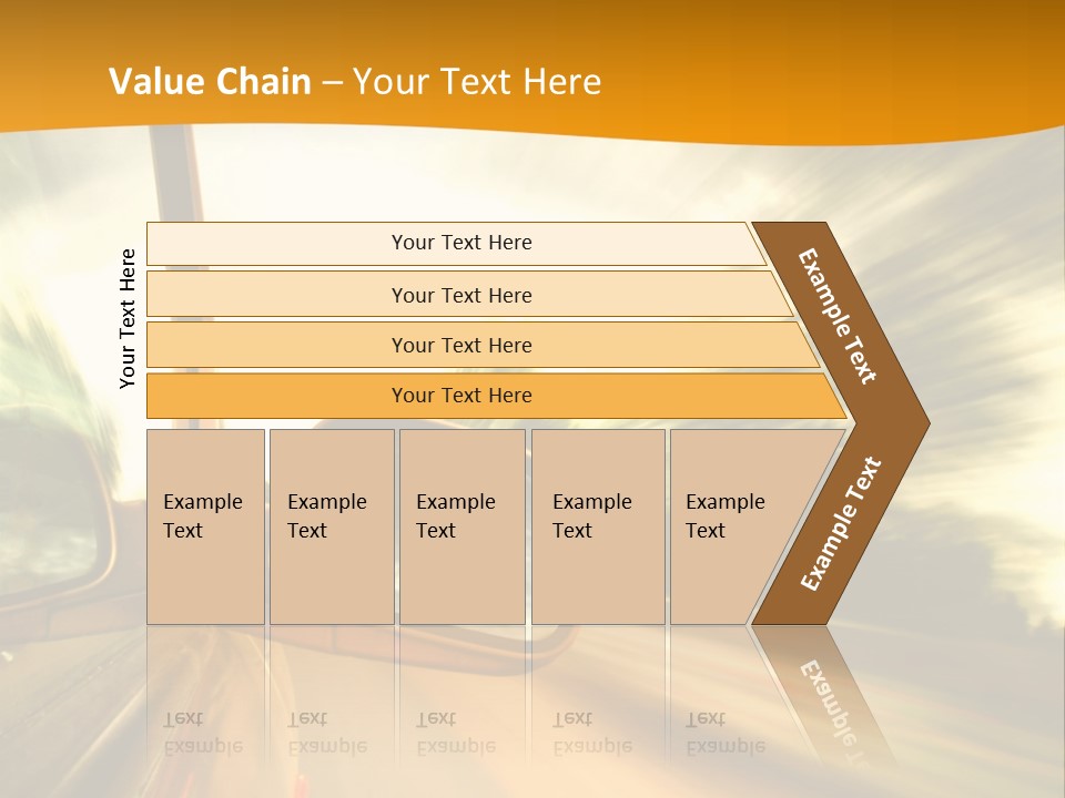 A Car's Side View Mirror On The Side Of A Road PowerPoint Template