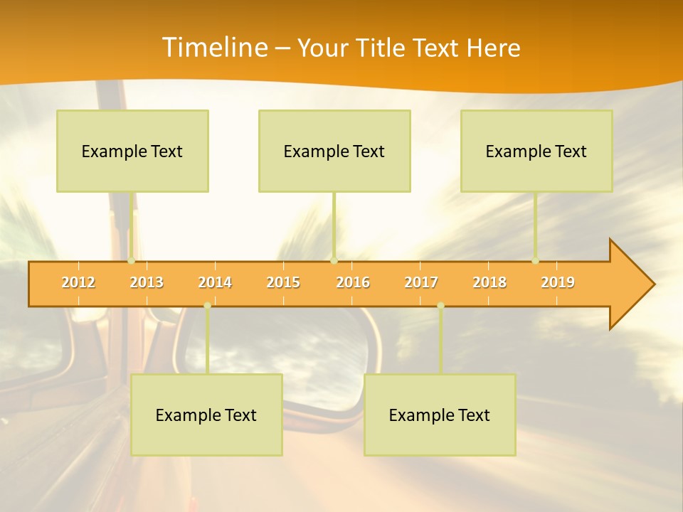 A Car's Side View Mirror On The Side Of A Road PowerPoint Template