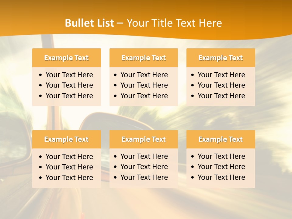 A Car's Side View Mirror On The Side Of A Road PowerPoint Template