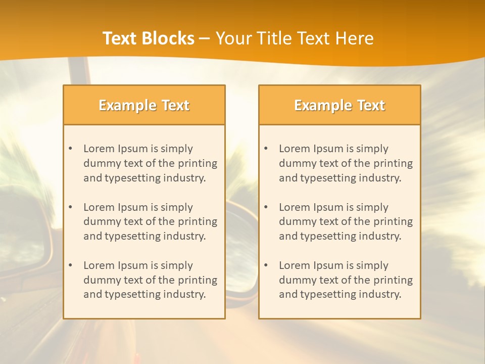 A Car's Side View Mirror On The Side Of A Road PowerPoint Template