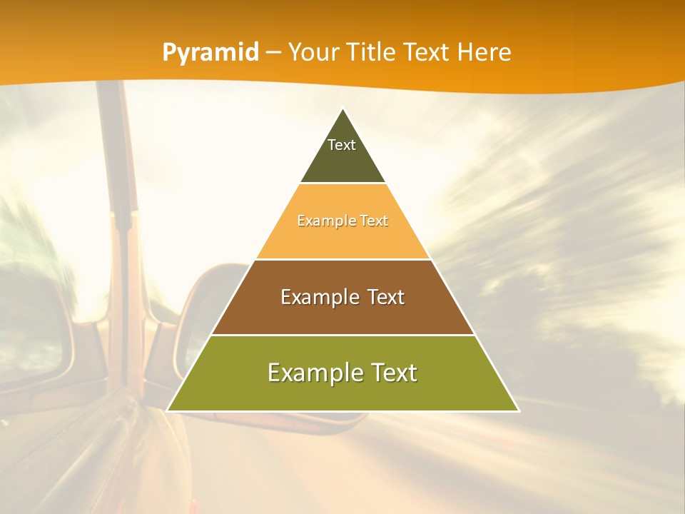 A Car's Side View Mirror On The Side Of A Road PowerPoint Template