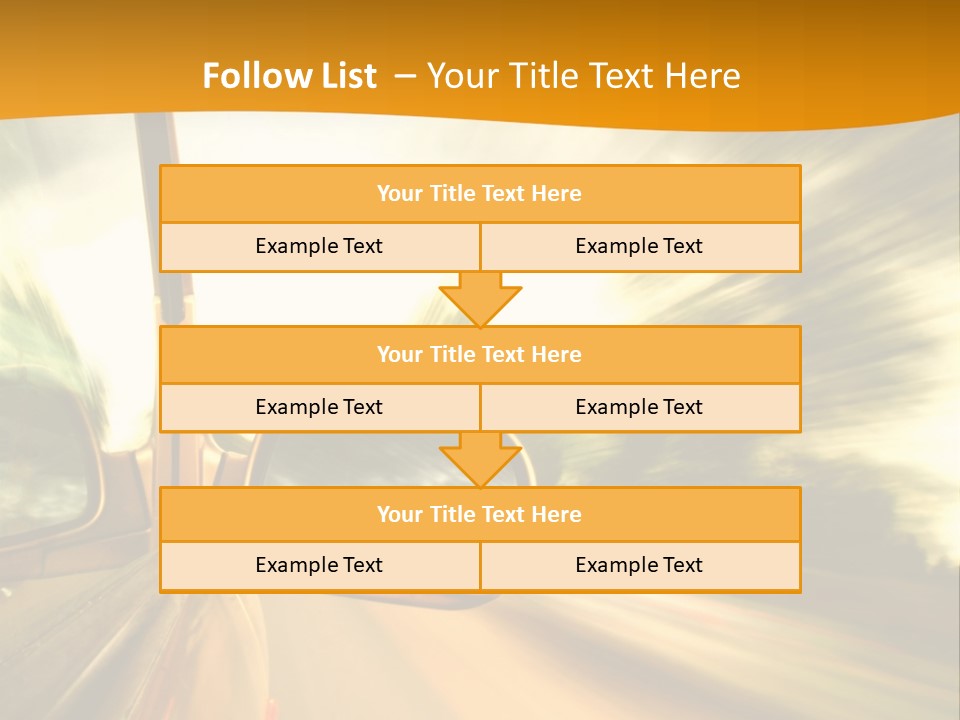 A Car's Side View Mirror On The Side Of A Road PowerPoint Template