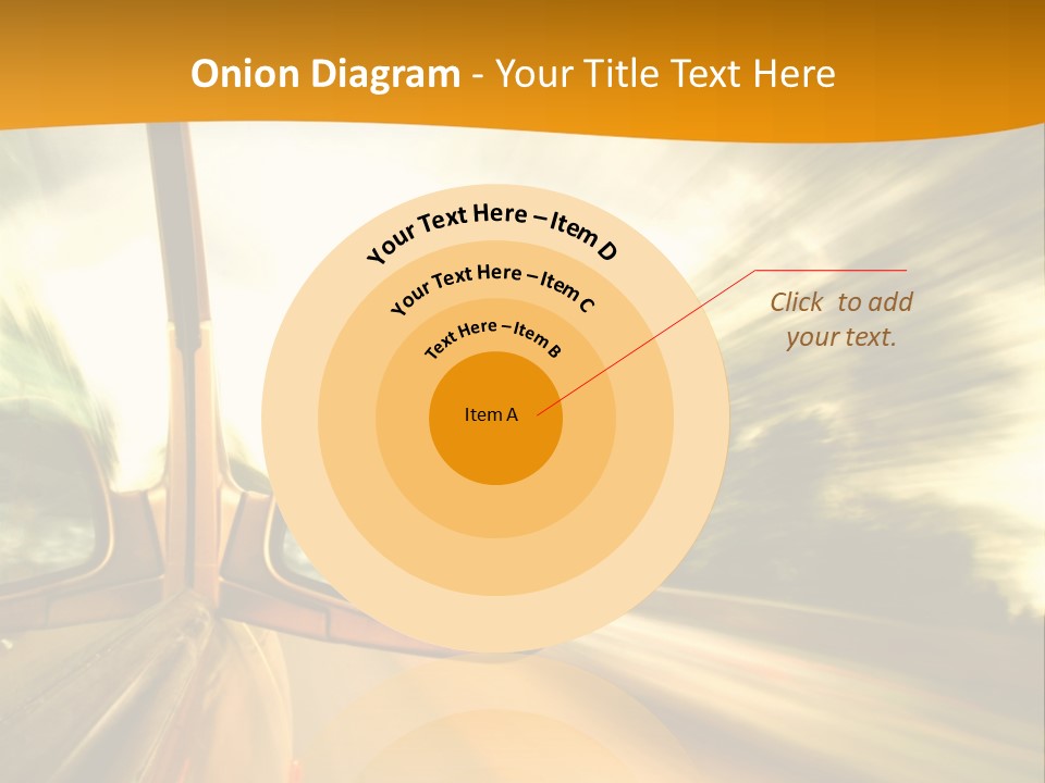 A Car's Side View Mirror On The Side Of A Road PowerPoint Template