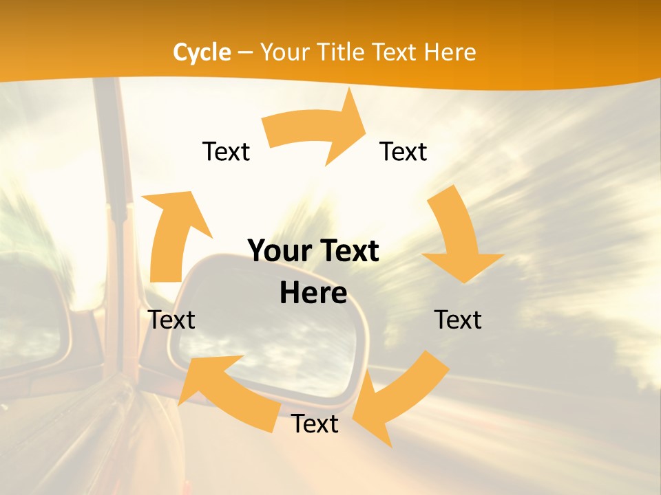 A Car's Side View Mirror On The Side Of A Road PowerPoint Template