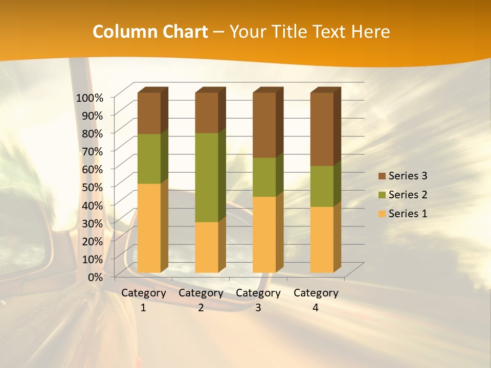A Car's Side View Mirror On The Side Of A Road PowerPoint Template