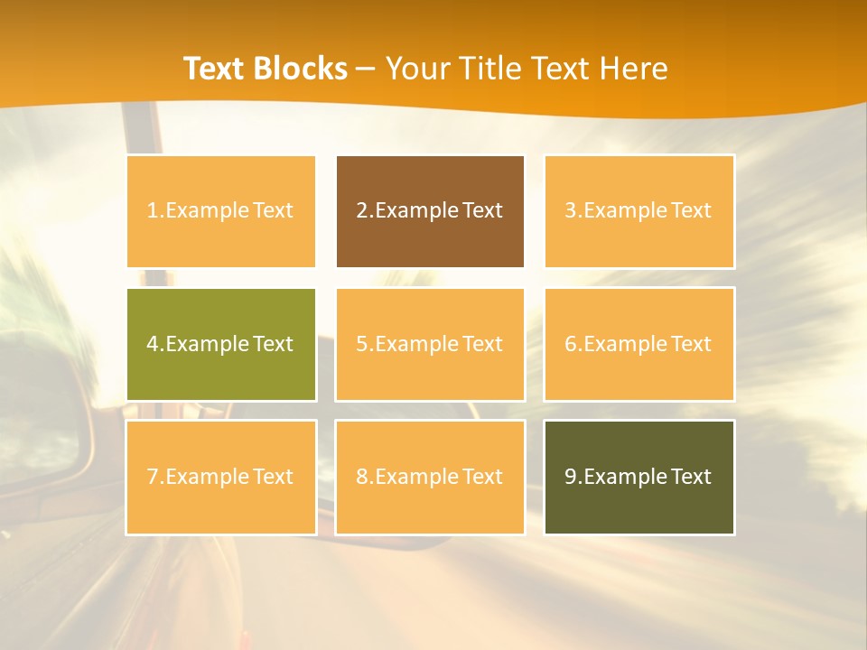 A Car's Side View Mirror On The Side Of A Road PowerPoint Template