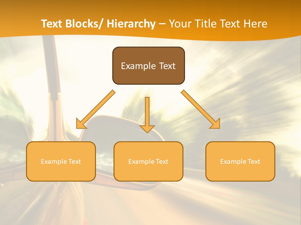 A Car's Side View Mirror On The Side Of A Road PowerPoint Template