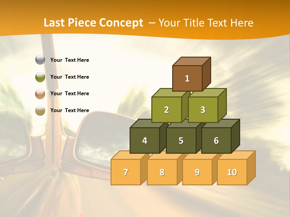 A Car's Side View Mirror On The Side Of A Road PowerPoint Template