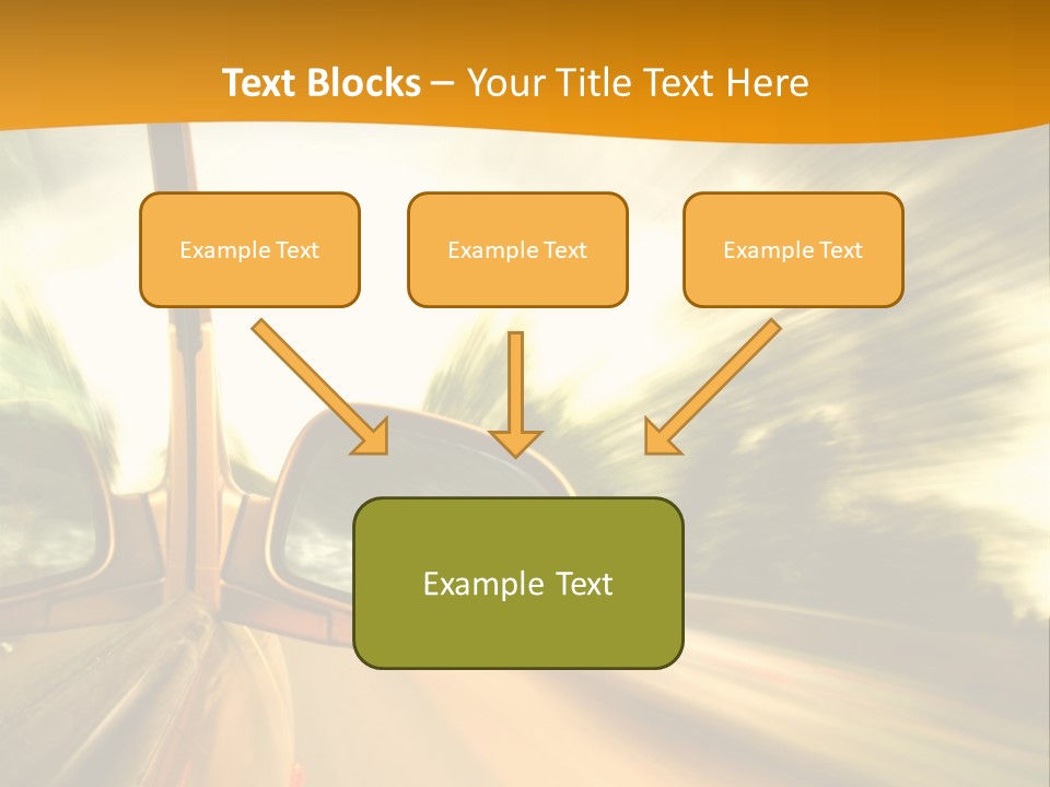 A Car's Side View Mirror On The Side Of A Road PowerPoint Template