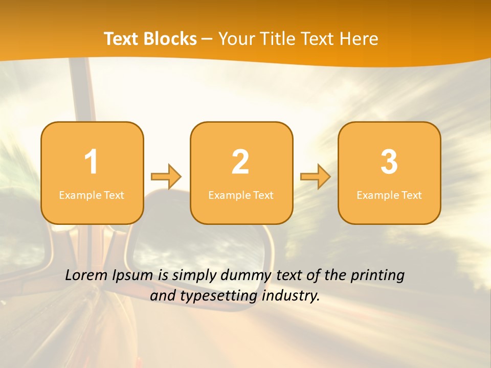 A Car's Side View Mirror On The Side Of A Road PowerPoint Template