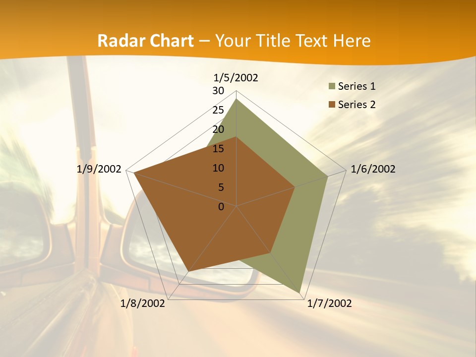 A Car's Side View Mirror On The Side Of A Road PowerPoint Template