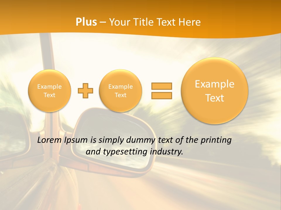 A Car's Side View Mirror On The Side Of A Road PowerPoint Template