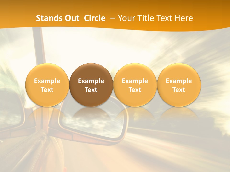 A Car's Side View Mirror On The Side Of A Road PowerPoint Template