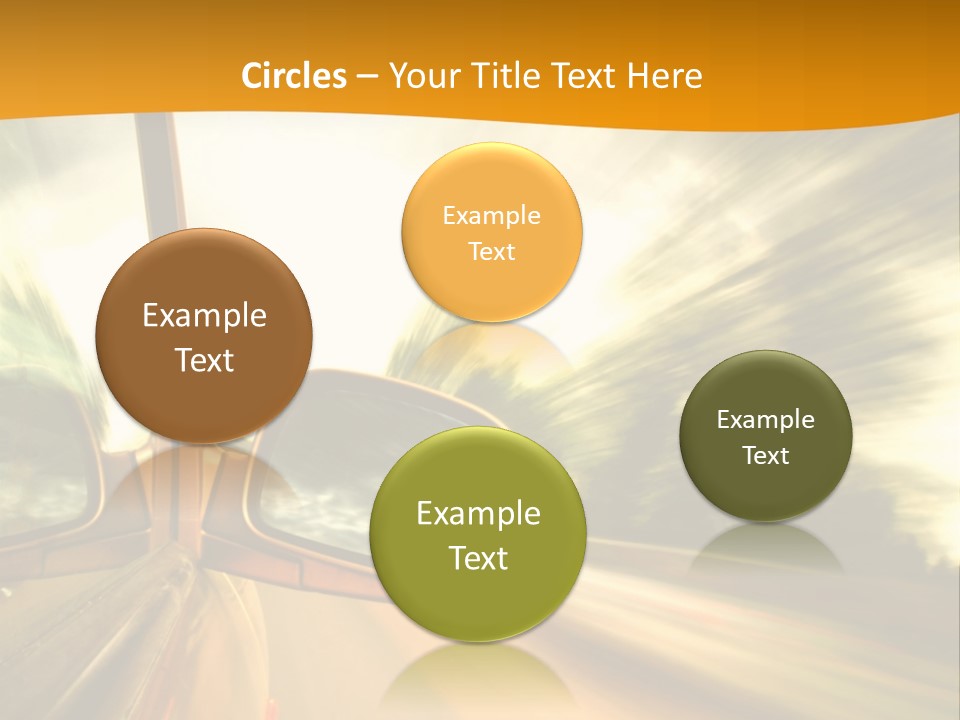 A Car's Side View Mirror On The Side Of A Road PowerPoint Template