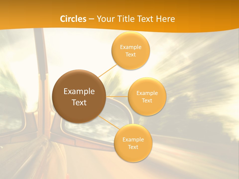 A Car's Side View Mirror On The Side Of A Road PowerPoint Template