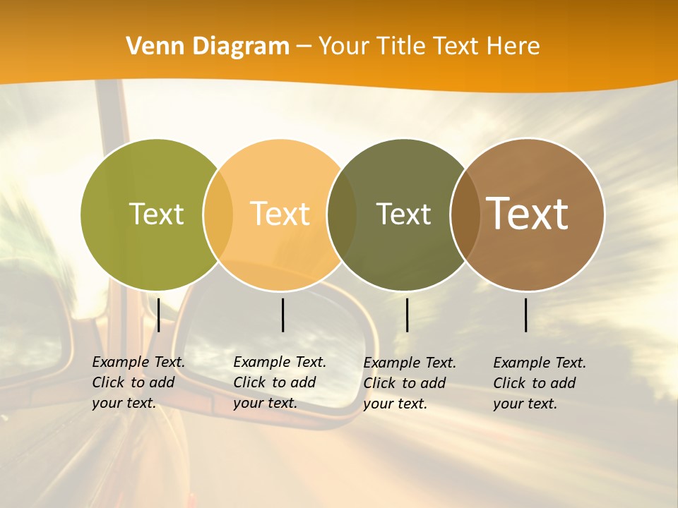 A Car's Side View Mirror On The Side Of A Road PowerPoint Template