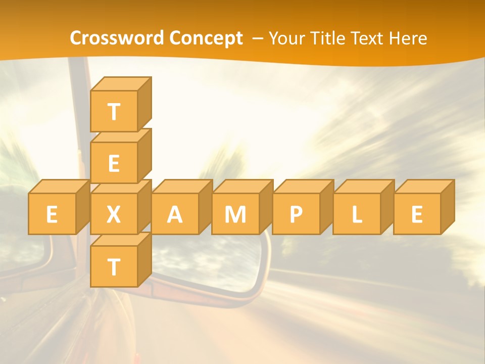 A Car's Side View Mirror On The Side Of A Road PowerPoint Template