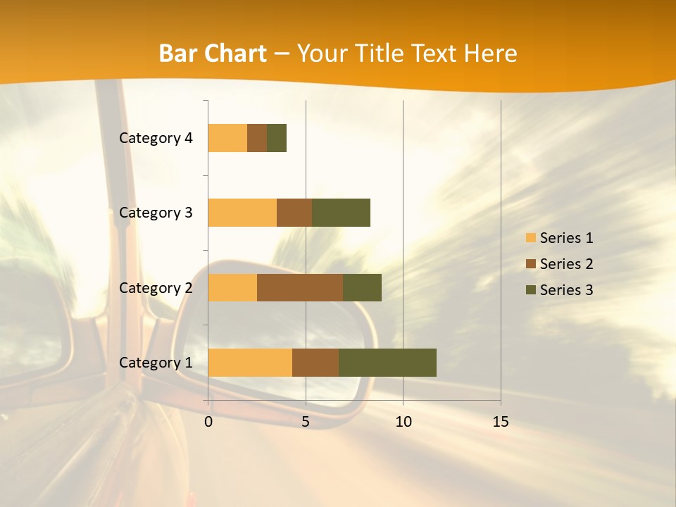A Car's Side View Mirror On The Side Of A Road PowerPoint Template