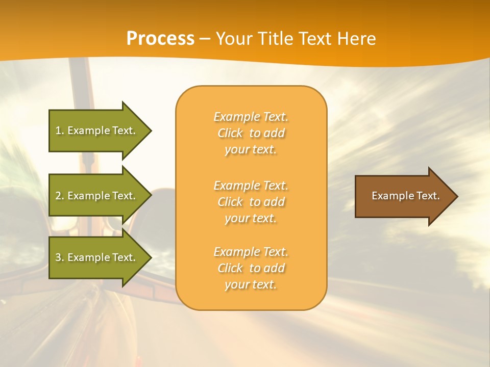 A Car's Side View Mirror On The Side Of A Road PowerPoint Template