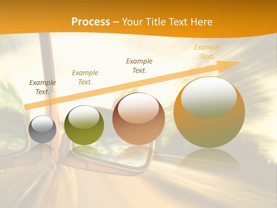 A Car's Side View Mirror On The Side Of A Road PowerPoint Template