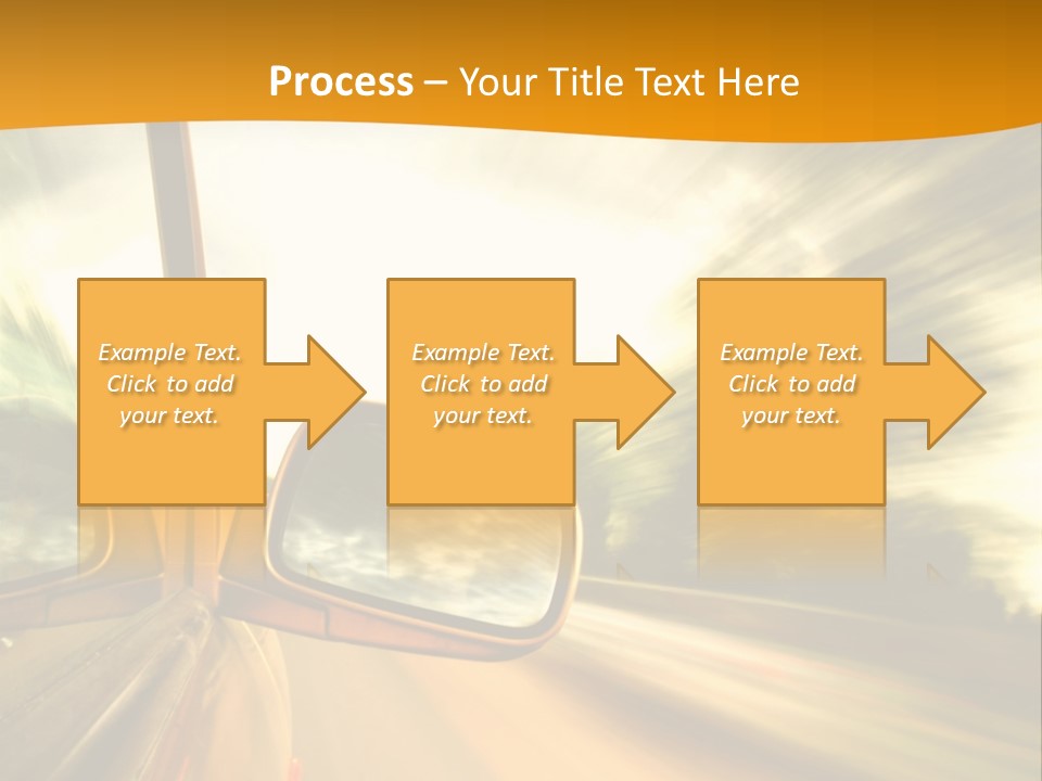 A Car's Side View Mirror On The Side Of A Road PowerPoint Template