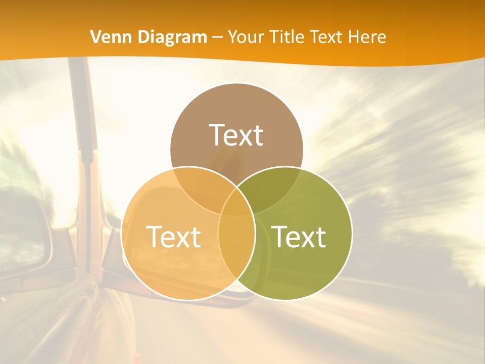 A Car's Side View Mirror On The Side Of A Road PowerPoint Template
