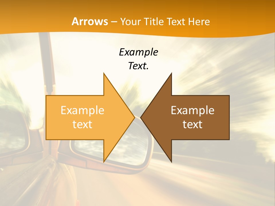 A Car's Side View Mirror On The Side Of A Road PowerPoint Template