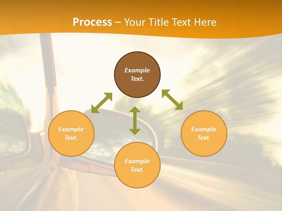 A Car's Side View Mirror On The Side Of A Road PowerPoint Template