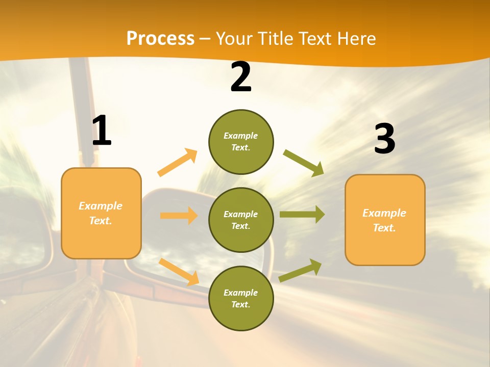 A Car's Side View Mirror On The Side Of A Road PowerPoint Template