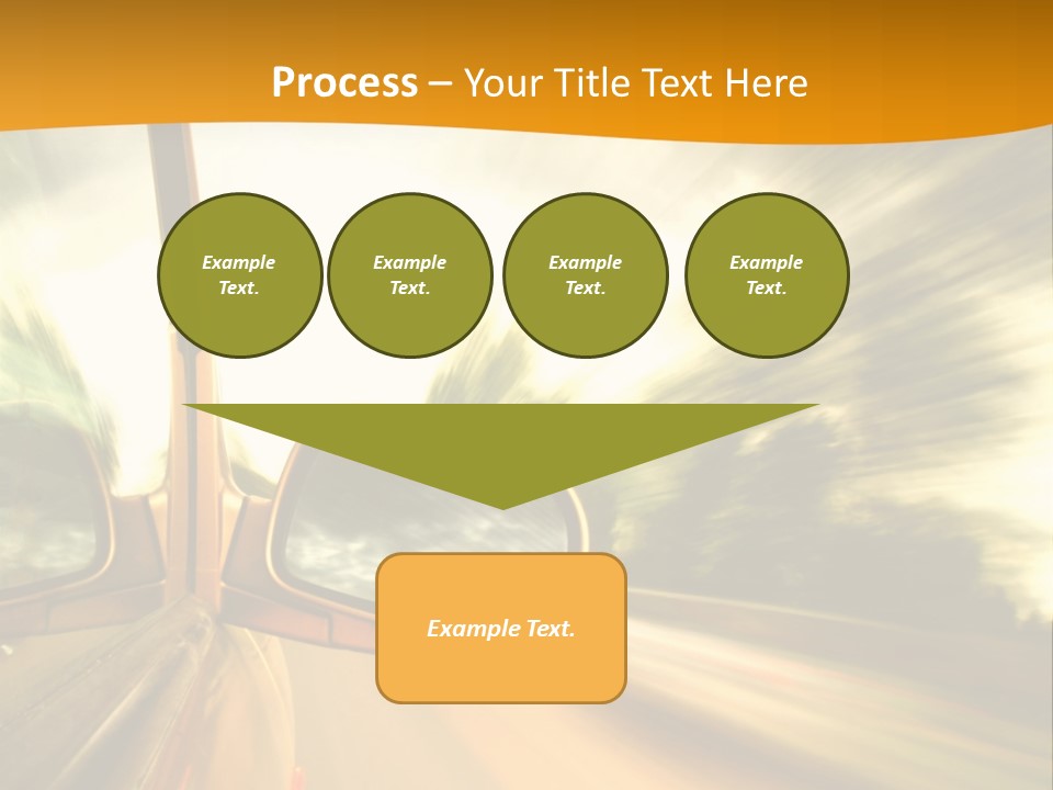 A Car's Side View Mirror On The Side Of A Road PowerPoint Template