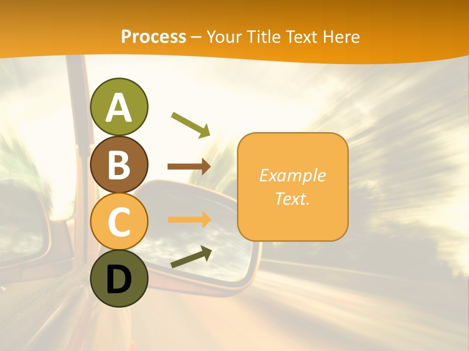 A Car's Side View Mirror On The Side Of A Road PowerPoint Template